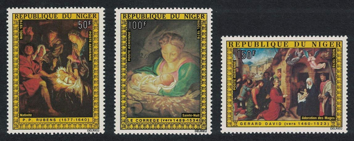 Niger Paintings Rubens David Correge Christmas 3v 1976 MNH SG#657-659