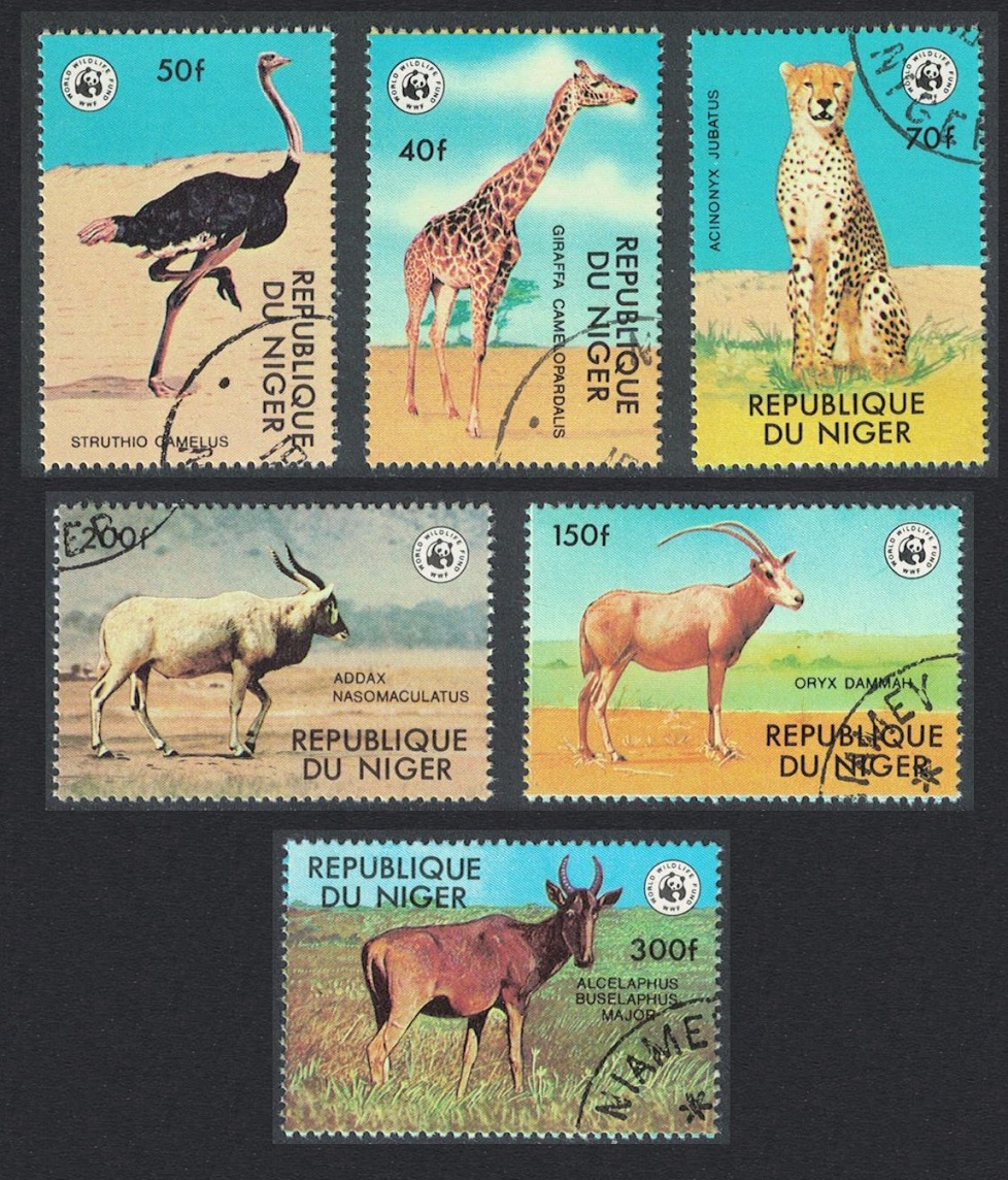 Niger Giraffe Cheetah Emu Bird WWF Endangered animals 6v 1978 CTO SG#735-740 MI#633-638 Sc#447-452