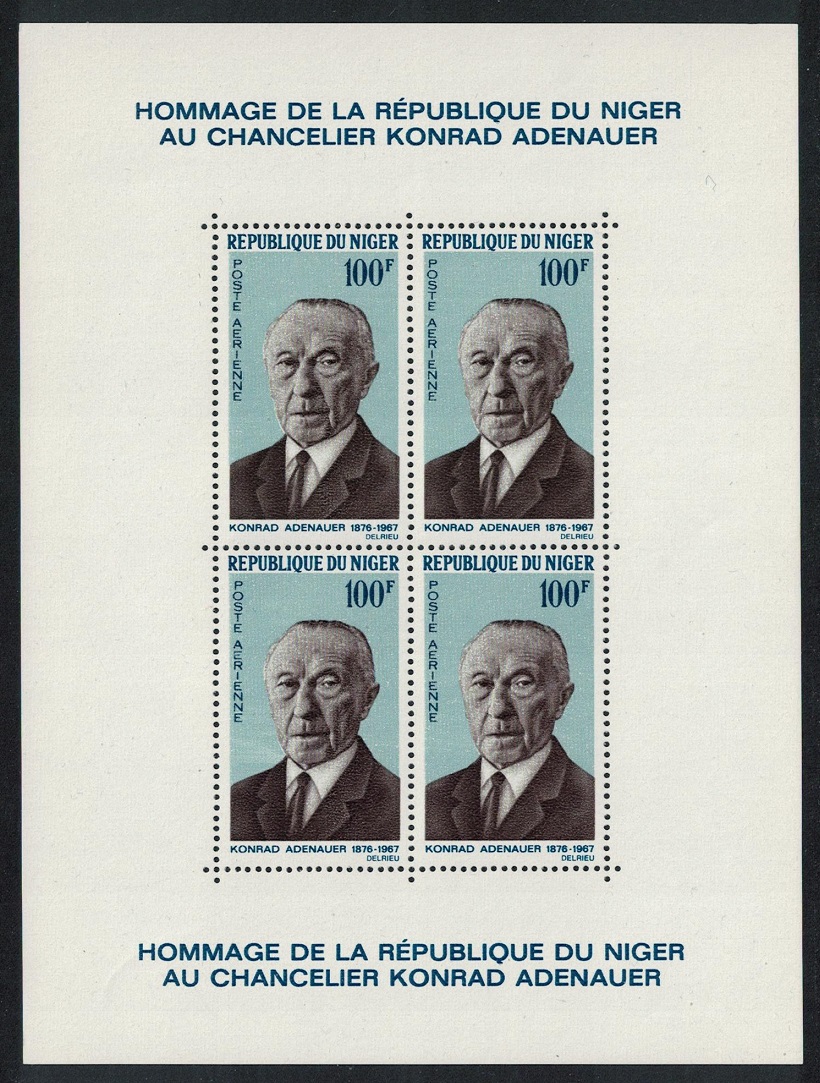 Niger Konrad Adenauer Commemoration MS 1967 MNH SG#MS269