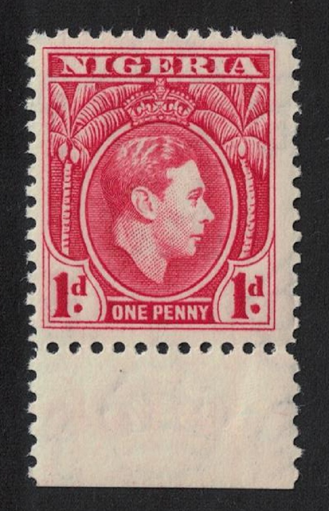 Nigeria George VI 1d Perf 12 Bottom Margin 1938 MNH SG#50