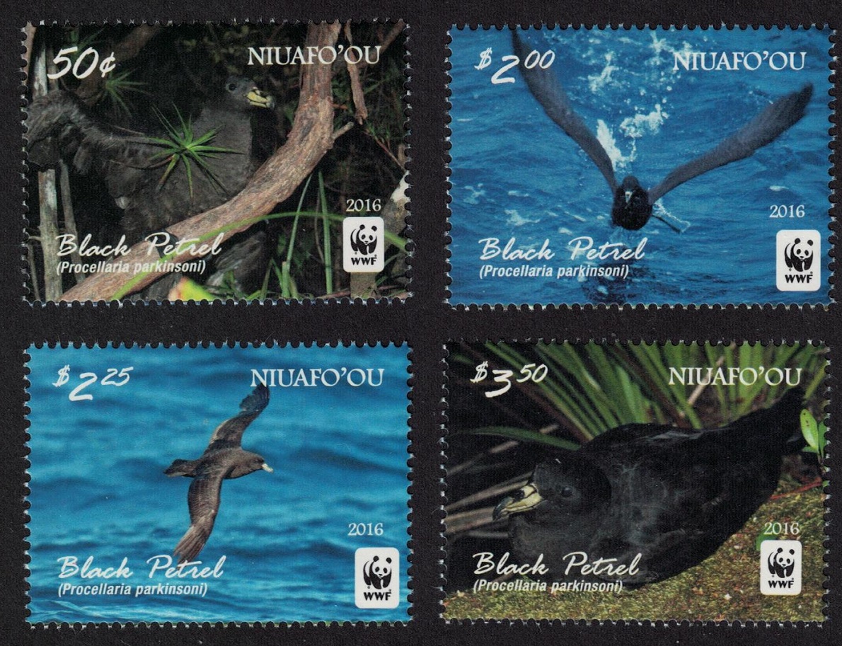 NiuafoOu WWF Black Petrel Birds 4v no frame 2016 MNH SG#420a-423a