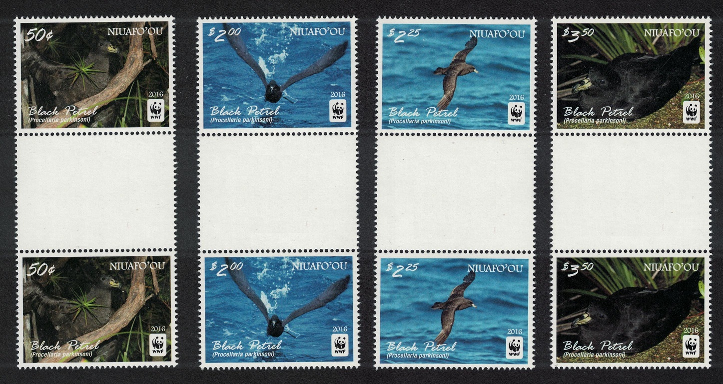 NiuafoOu WWF Black Petrel Birds 4v Gutter Pairs 2016 MNH SG#420-423