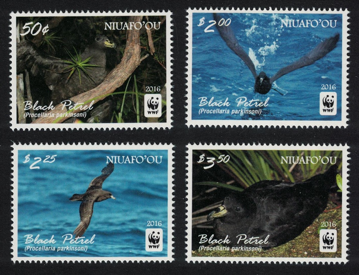 NiuafoOu WWF Black Petrel Birds 4v White frame 2016 MNH SG#420-423