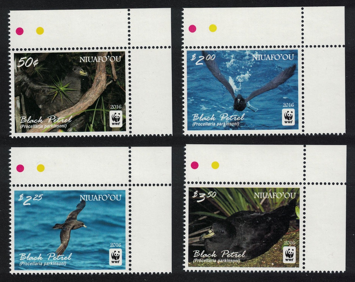 NiuafoOu WWF Black Petrel Birds 4v Corners 2016 MNH SG#420-423