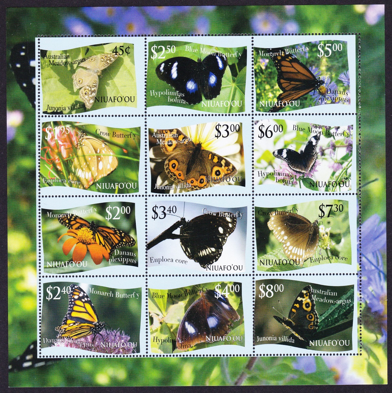 NiuafoOu Butterflies 12v Sheetlet 2012 MNH SG#MS364 Sc#287