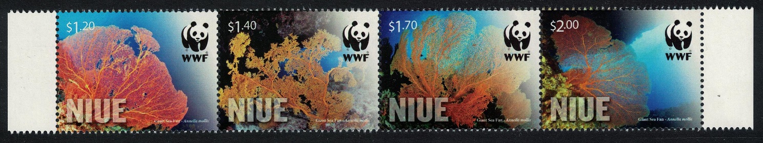 Niue WWF Giant Sea Fan Corals Marine Life strip of 4v 2012 MNH SG#1089-1092