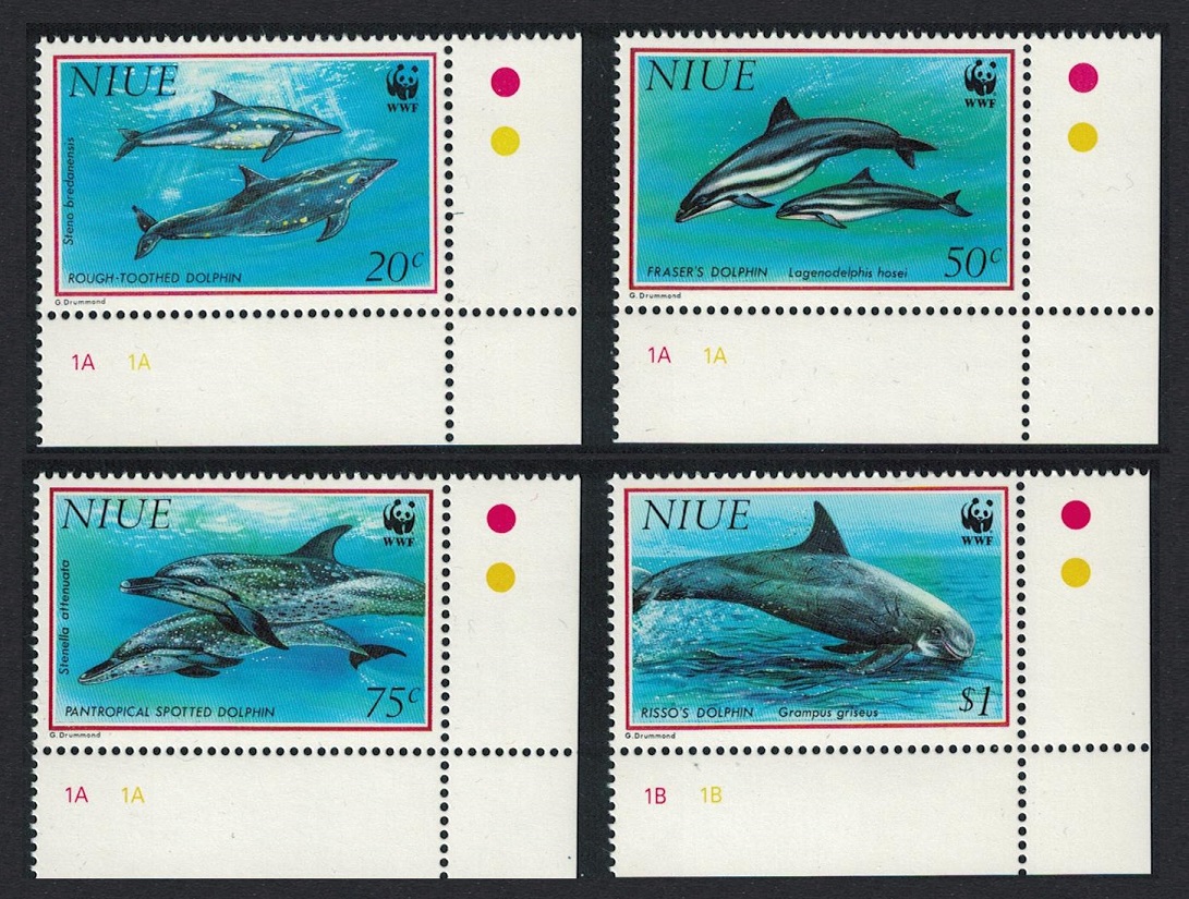 Niue WWF Pacific Dolphins 4v Corners 1993 MNH SG#763-766 MI#822-825 Sc#651-654