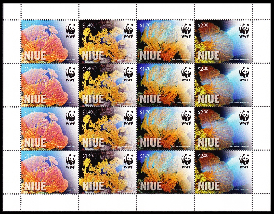 Niue WWF Giant Sea Fan Corals Sheetlet of 4 sets 2012 MNH SG#1089-1092