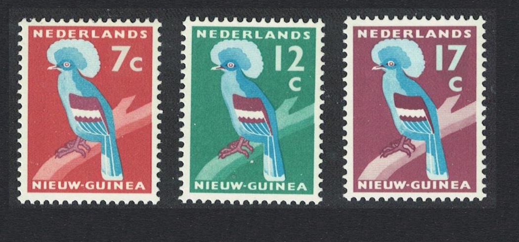 Netherlands New Guinea Blue-crowned Pigeon Birds 3v 1959 MNH SG#60-62 Sc#24=28