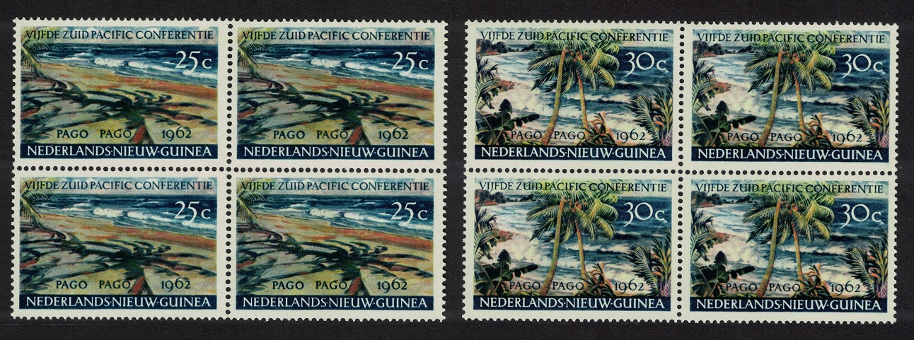 Netherlands New Guinea South Pacific Conference Pago Pago 2v Blocks of 4 1962 MNH SG#82-83