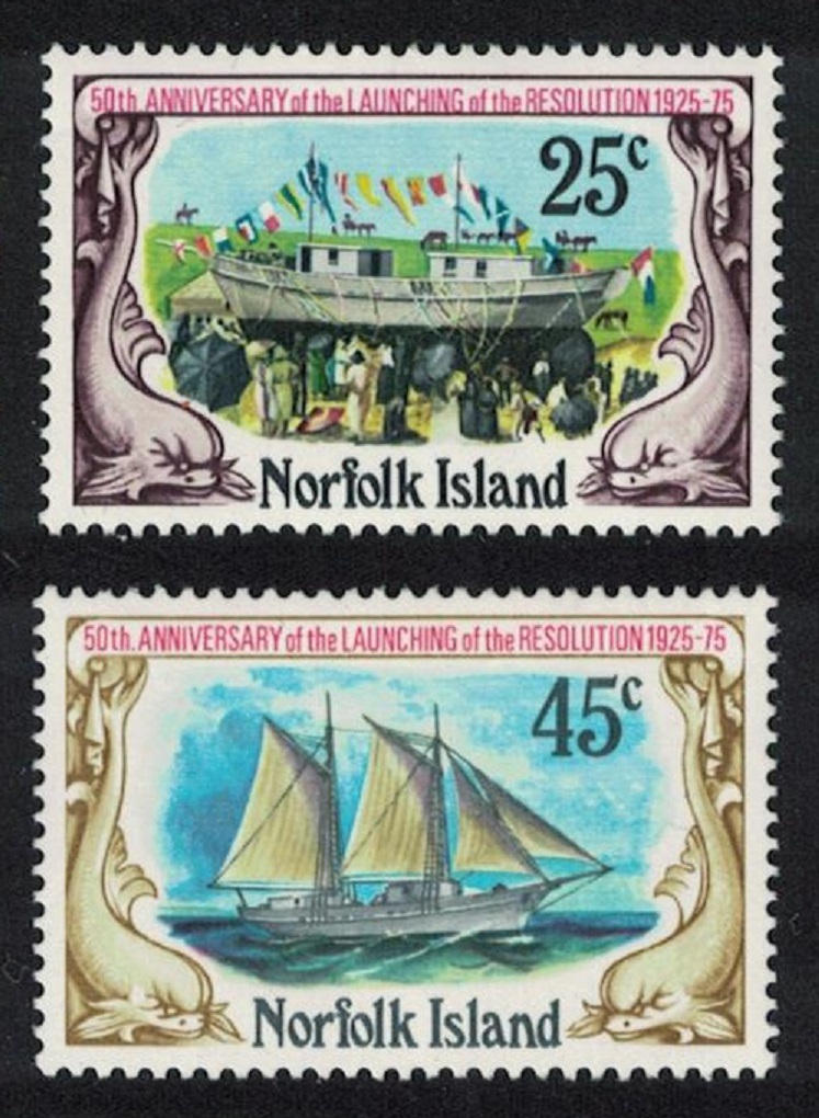 Norfolk Island Schooner Resolution 2v 1975 MNH SG#170-171 Sc#192-193