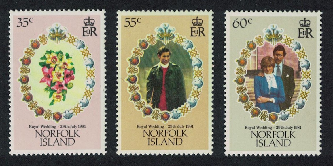 Norfolk Island Charles and Diana Royal Wedding 3v 1981 MNH SG#262-264 Sc#280-282