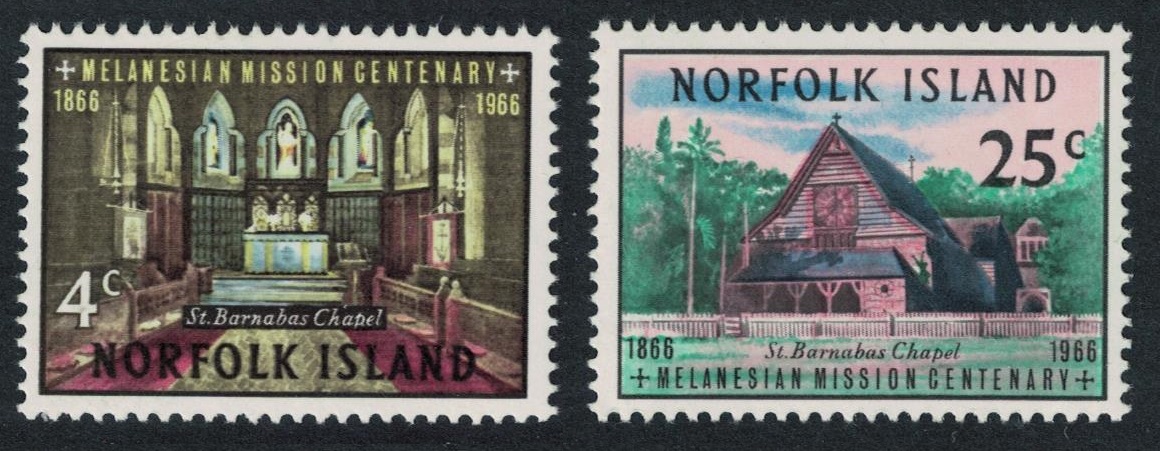 Norfolk Island Melanesian Mission 2v 1966 MNH SG#74-75 Sc#97-98