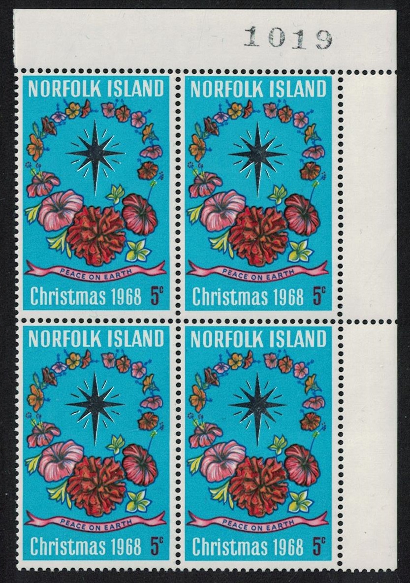 Norfolk Island Christmas T2 Corner Block of 4 1968 MNH SG#98 Sc#121