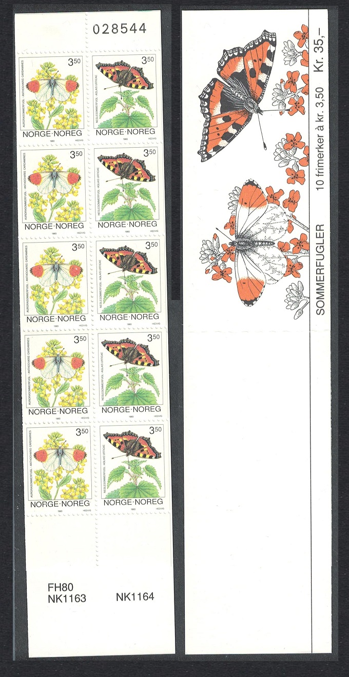 Norway Butterflies 1st series 2v Booklet 1993 MNH SG#1155-1156