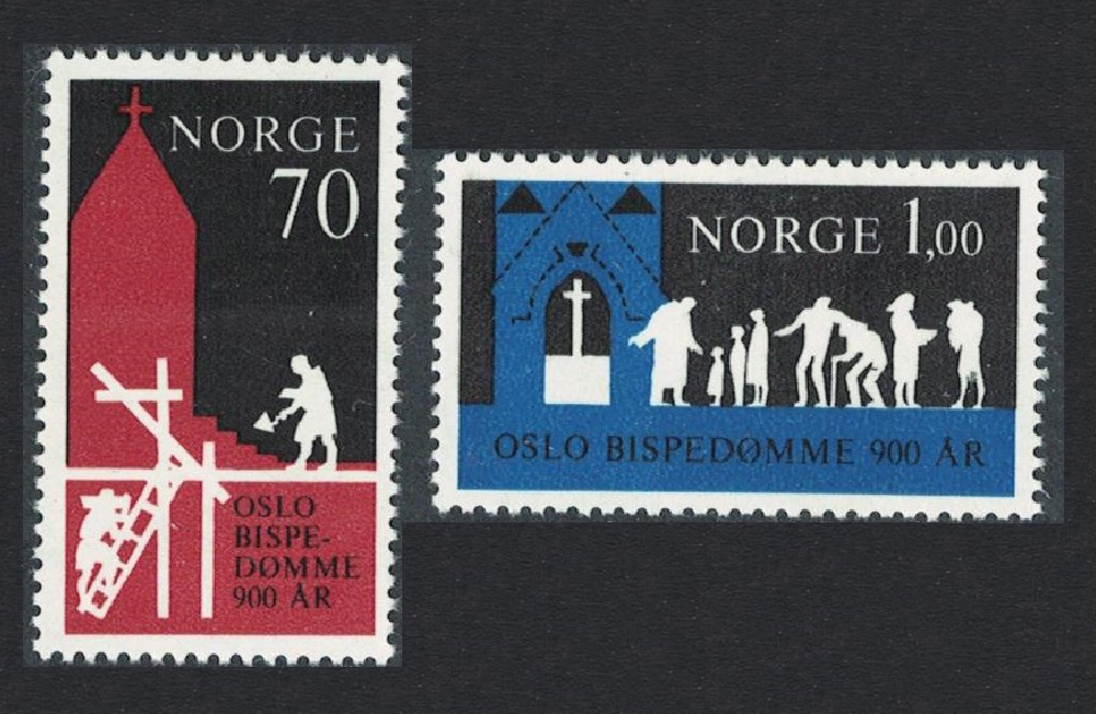 Norway Church 900th Anniversary of Oslo Bishopric 2v 1971 MNH SG#669-670 Sc#576-577