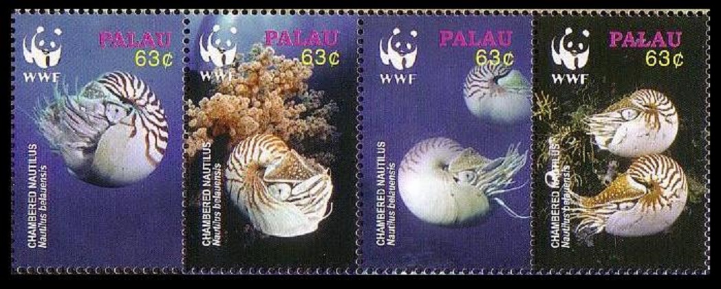 Palau WWF Chambered Nautilus Strip of 4v 2006 MNH SG#2153-2156 MI#2530-2533 Sc#853 a-d