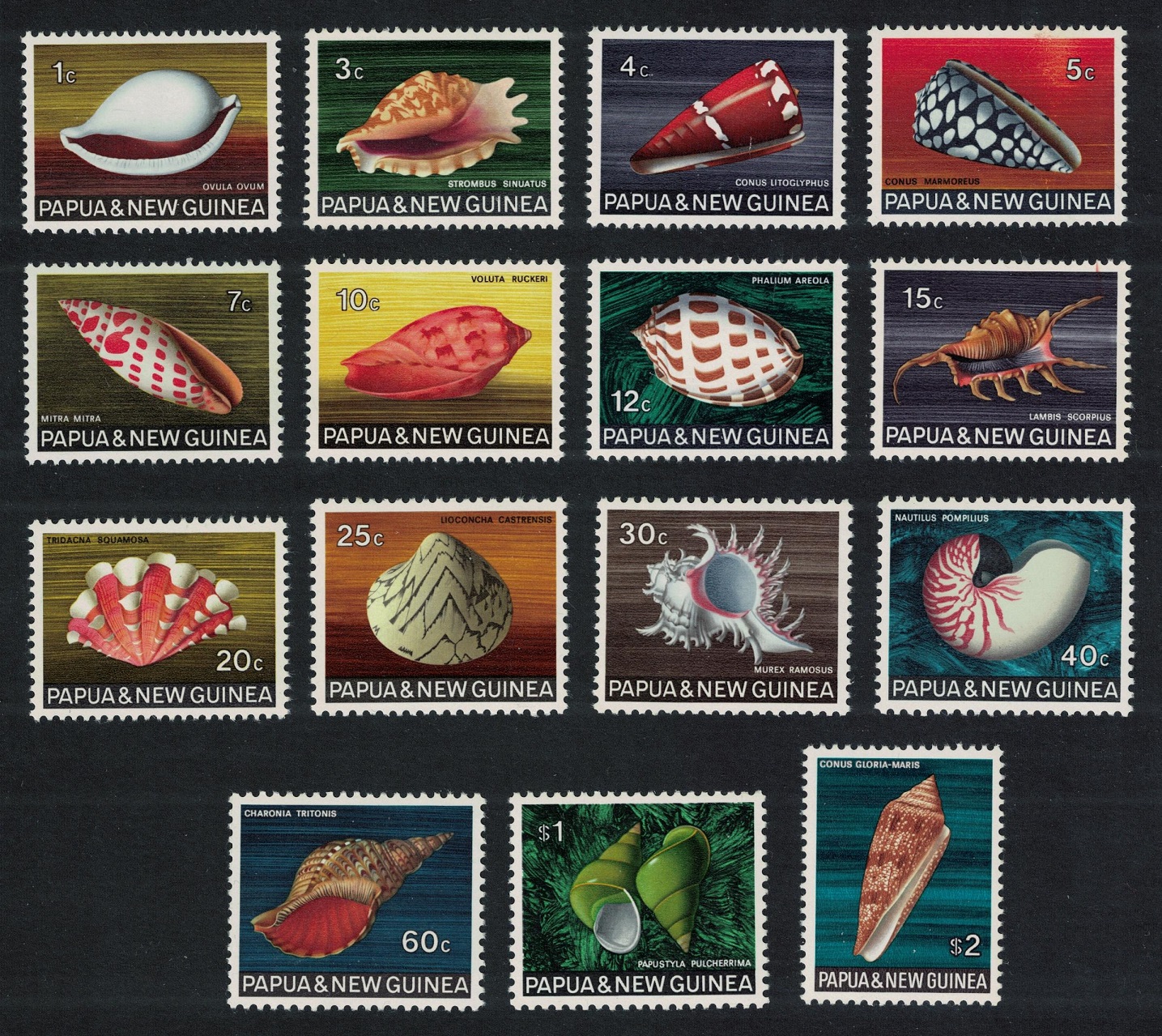 Papua New Guinea Sea Shells 15v COMPLETE 1969 MNH SG#137-151 Sc#265-279