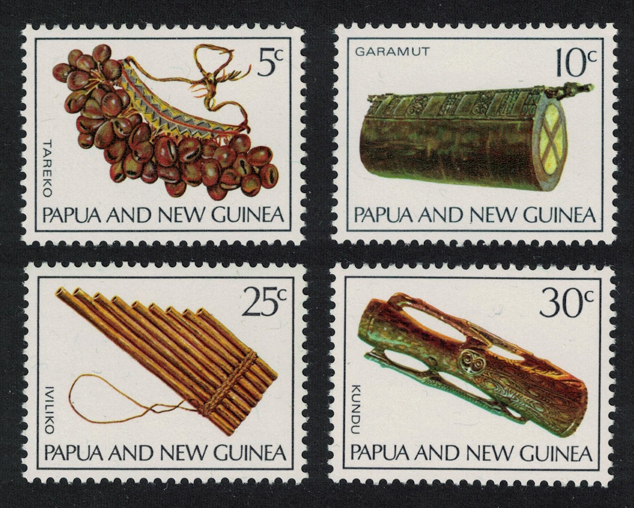 Papua New Guinea Musical Instruments 4v 1969 MNH SG#165-168 MI#167-170 Sc#293-296