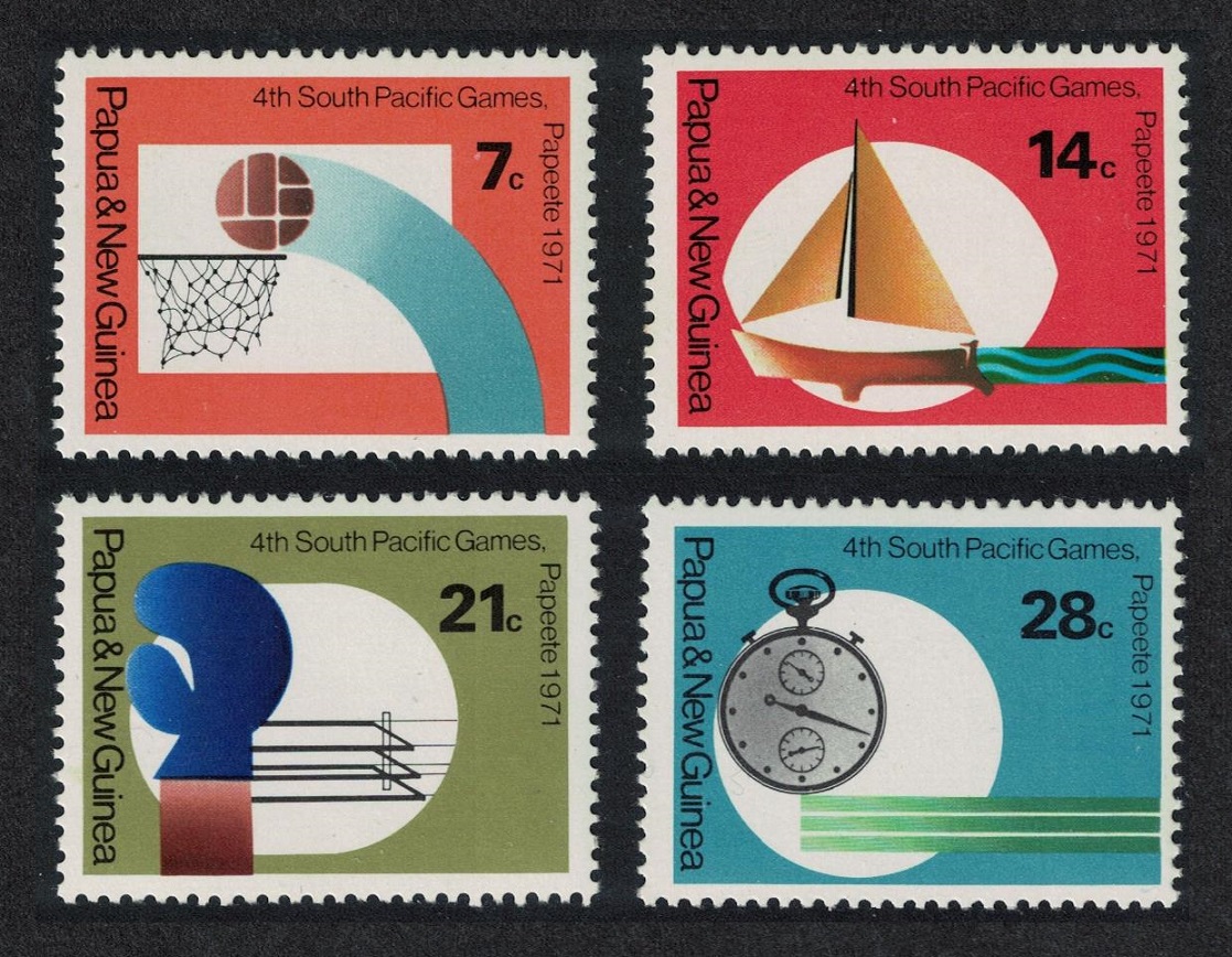 Papua New Guinea Sailing Boxing Basketball South Pacific Games 4v 1971 MH SG#200-203 MI#203-206 Sc#328-331