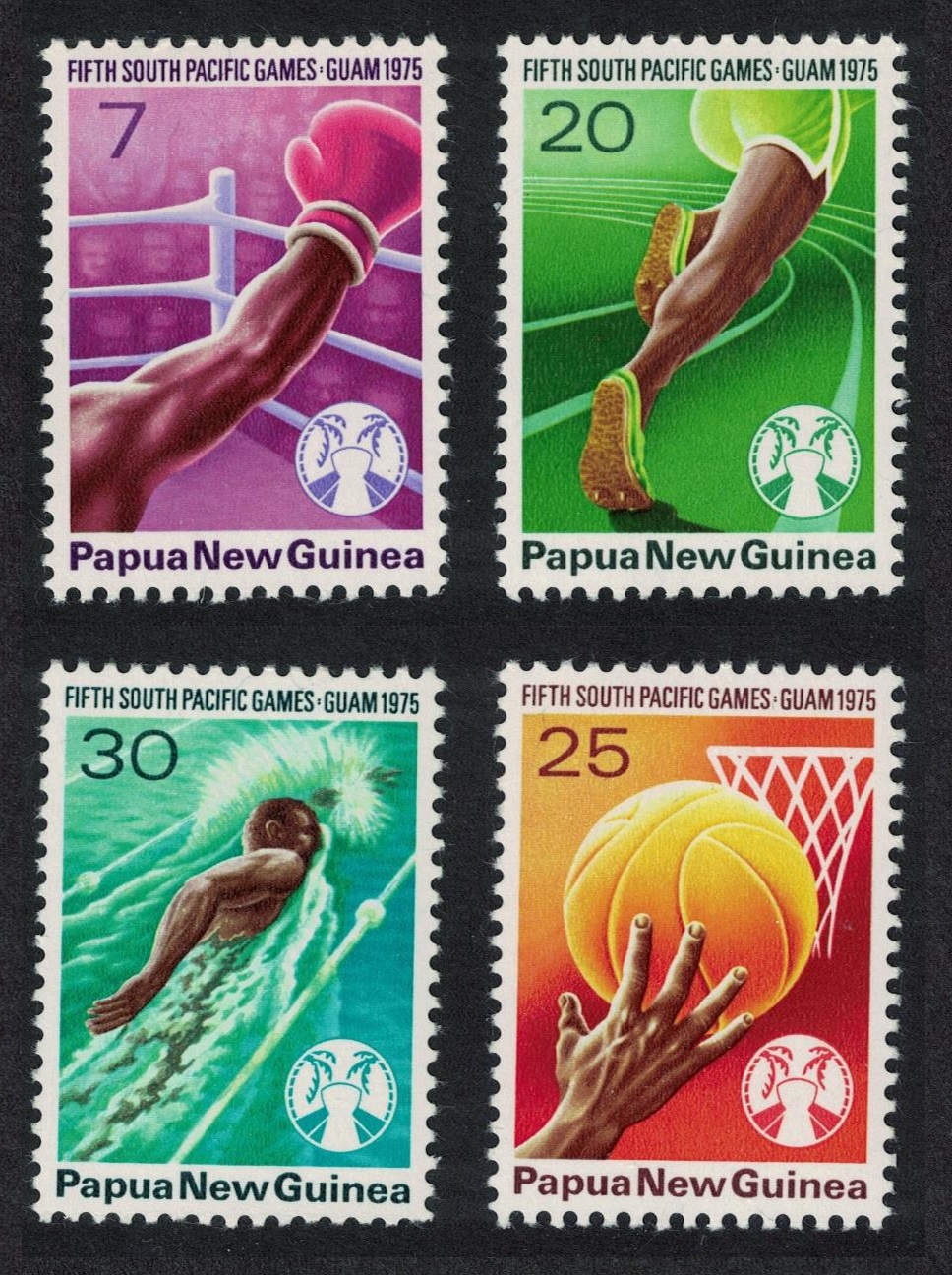 Papua New Guinea Boxing Basketball Swimming Fifth South Pacific Games 4v 1975 MNH SG#290-293 Sc#419-422