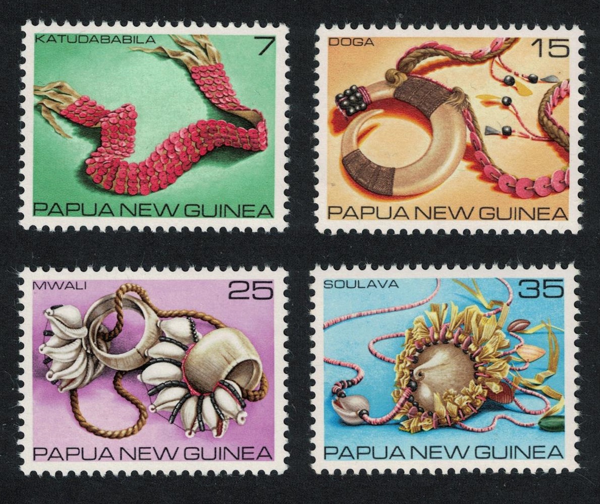 Papua New Guinea Shells Pearls Traditional Currency 4v 1979 MNH SG#367-370 MI#367-371 Sc#499-502