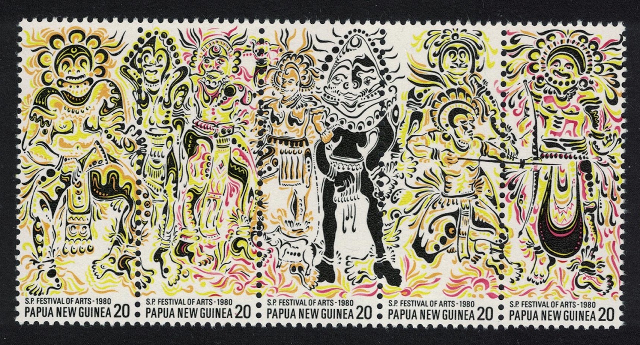 Papua New Guinea South Pacific Festival of Arts strip of 5v 1980 MNH SG#384-388 MI#385-389 Sc#516a