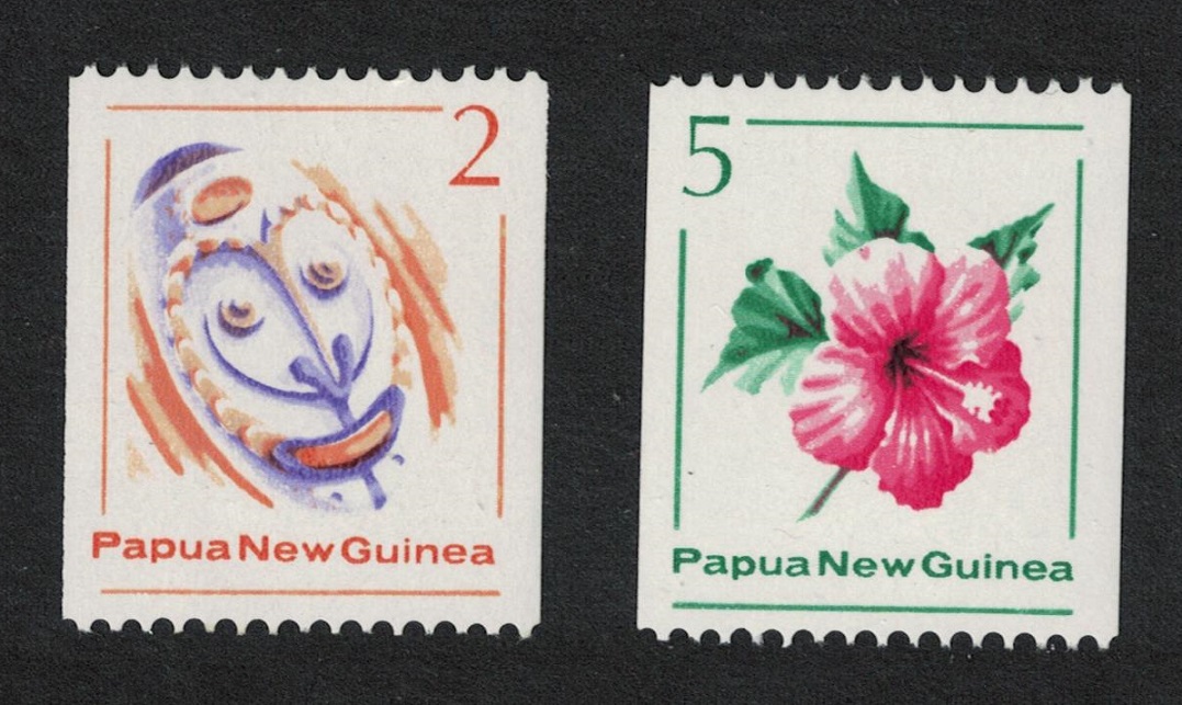 Papua New Guinea Hibiscus Mask Coil Stamps 2v 1981 MNH SG#406-407 Sc#534-545