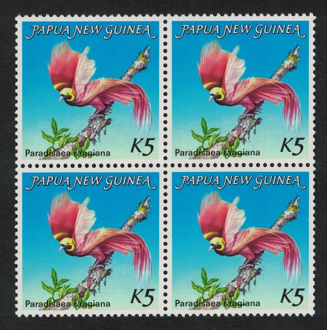 Papua New Guinea Bird of Paradise K5 Block of 4 1984 MNH SG#452 Sc#603