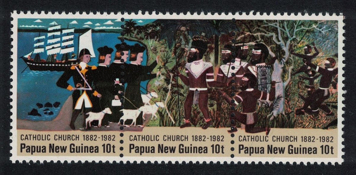 Papua New Guinea Catholic Church strip of 3v 1982 MNH SG#457-459 MI#452-454 Sc#570a