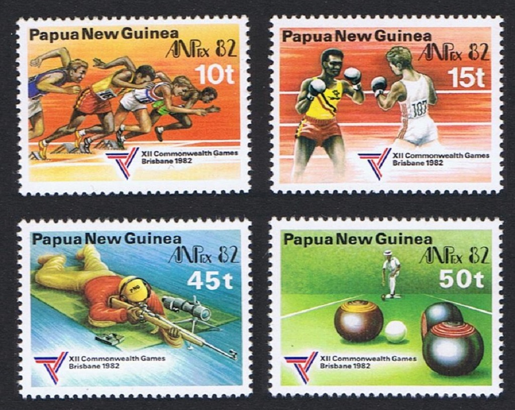 Papua New Guinea Boxing Shooting Bowls Athletics Sport 4v 1982 MNH SG#460-463 MI#455-458 Sc#571-574