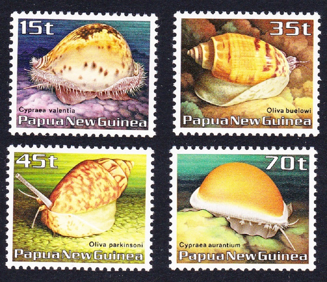 Papua New Guinea Seashells Molluscs Marine Life Fauna 4v 1986 MNH SG#516-519 Sc#636-639