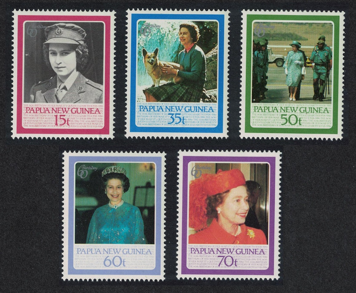 Papua New Guinea 60th Birthday of Queen Elizabeth II 5v 1986 MNH SG#520-524 Sc#640-644