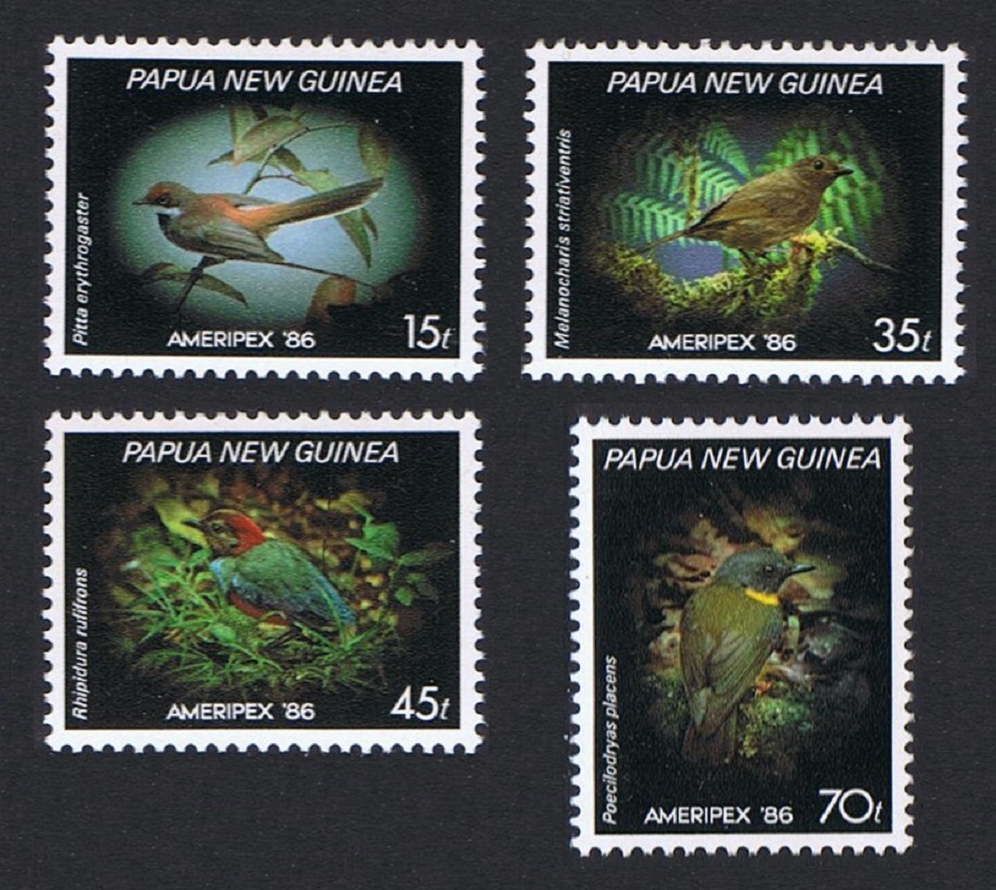 Papua New Guinea Small birds 4v 1986 MNH SG#525-528 MI#525-528 Sc#645-648