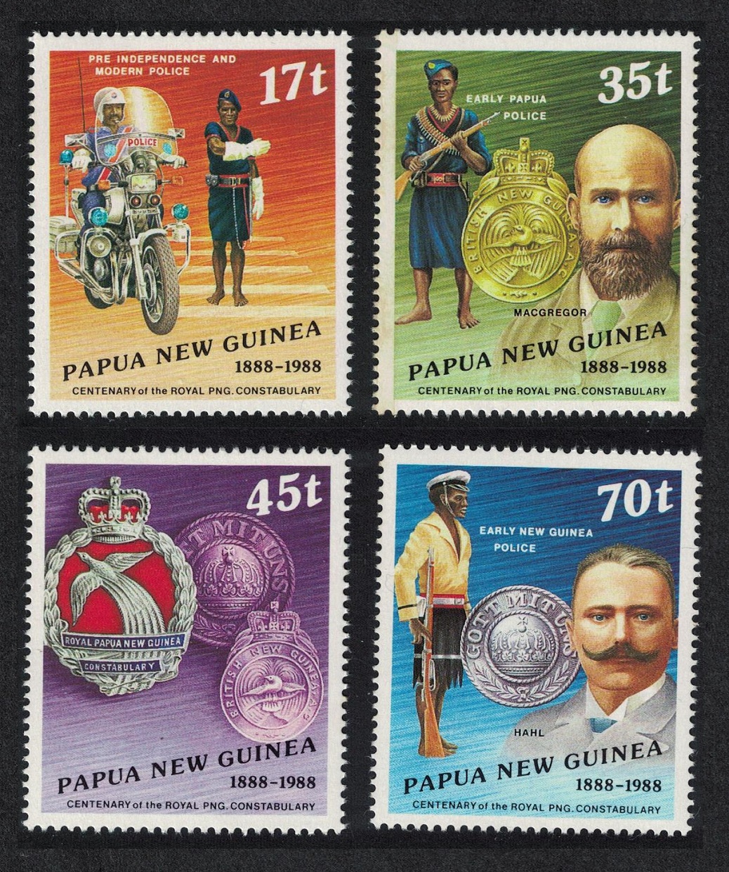 Papua New Guinea Police Services Centenary of Constabulary 4v 1988 MNH SG#571-574 MI#567-570 Sc#691-694