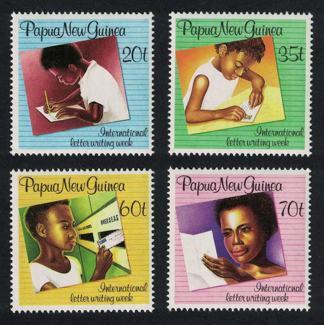 Papua New Guinea International Letter Writing Week 4v 1989 MNH SG#589-592 MI#588-591 Sc#707-710