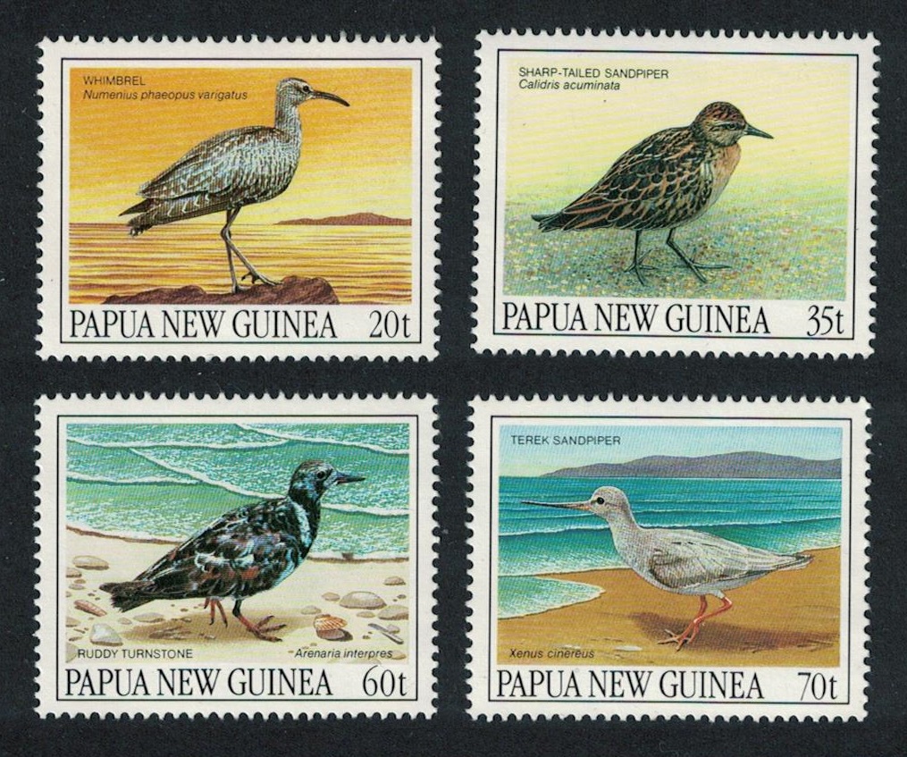 Papua New Guinea Whimbrel Sandpiper Turnstone Migratory Birds 4v 1990 MNH SG#624-627 MI#623-626 Sc#742-745