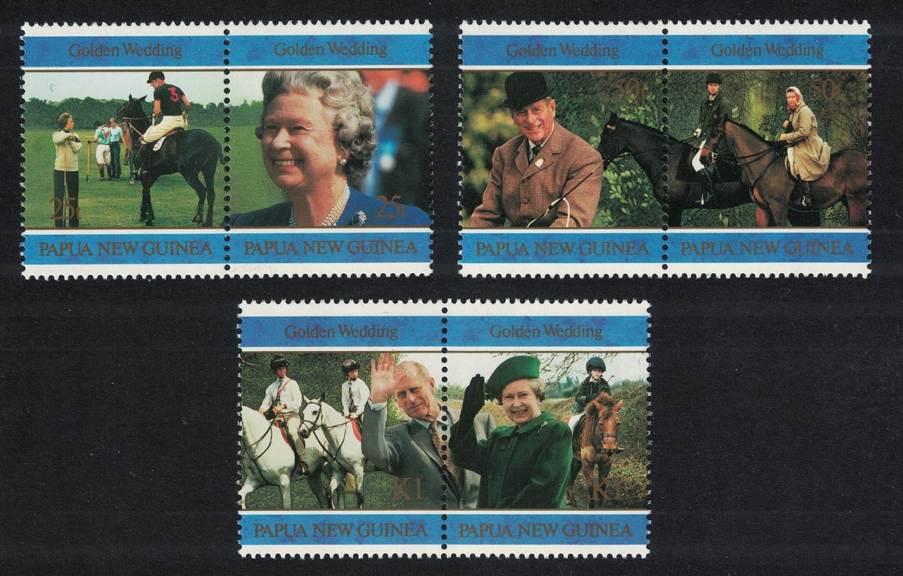 Papua New Guinea Royal Golden Jubilee Horses 6v in pairs 1997 MNH SG#813-818 Sc#916a-921a