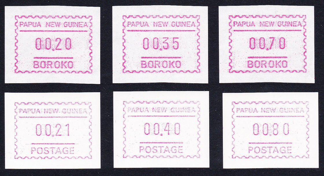 Papua New Guinea Machine labels Type 1+2 1990 MNH