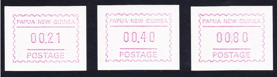 Papua New Guinea Machine labels Type 2 &#39;POSTAGE&#39; 1991 MNH