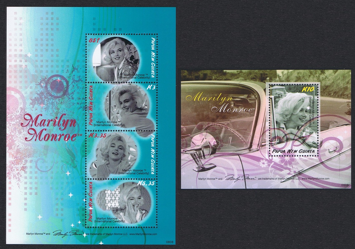 Papua New Guinea Marilyn Monroe Commemoration 2 MSs 2008 MNH SG#MS1261-MS1262