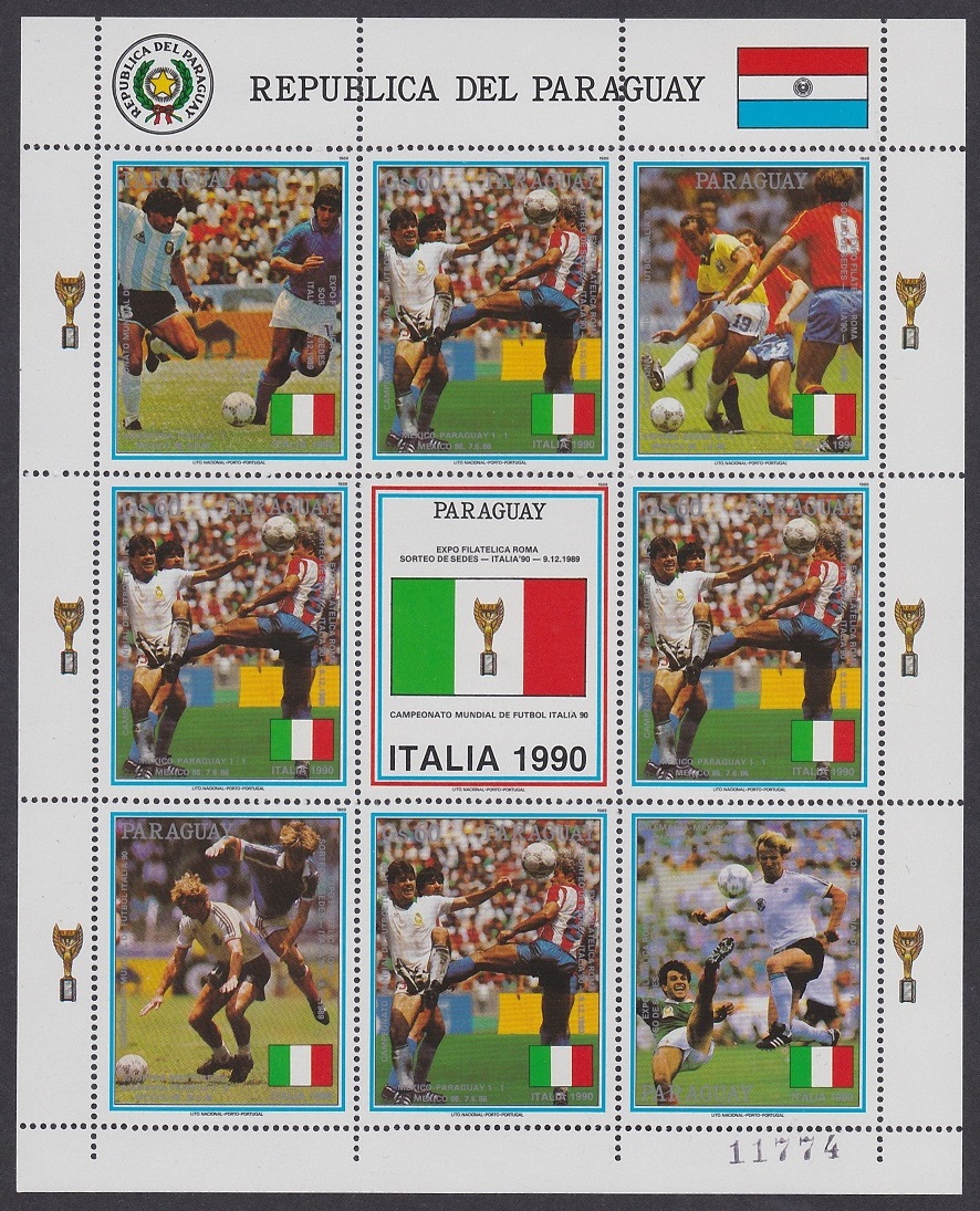 Paraguay World Cup Football Championship Italy Sheetlet 1989 MNH MI#4438 Sc#2310