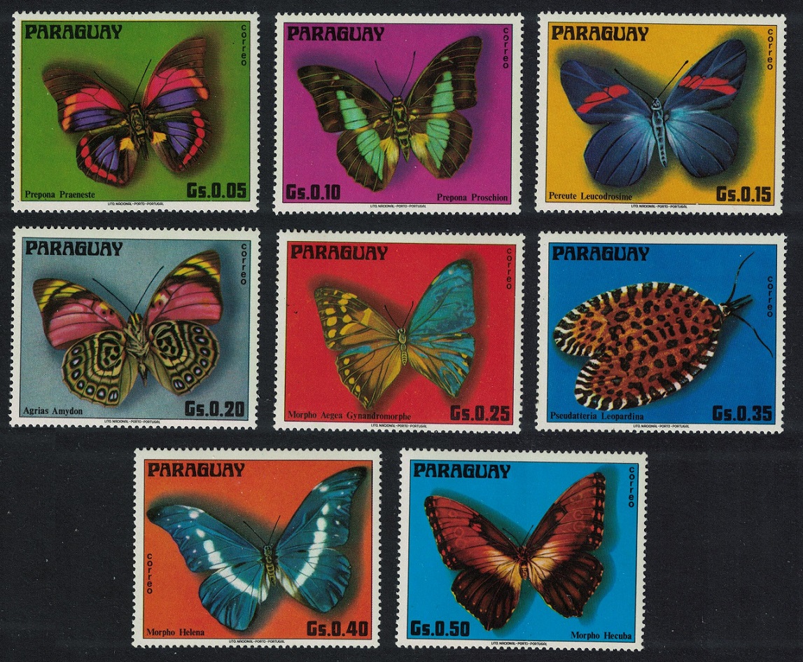 Paraguay Butterflies 8v 1976 MNH MI#2794-2801 Sc#1655