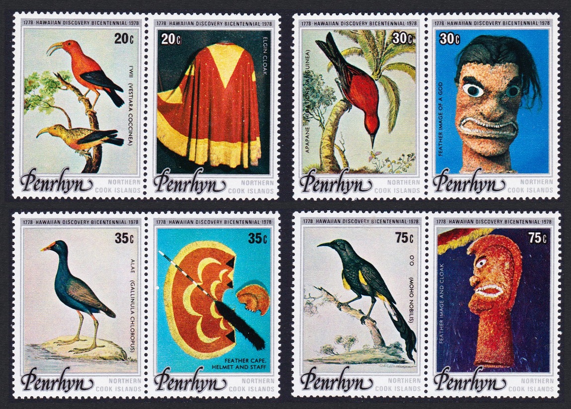 Penrhyn Island Birds Masks Discovery of Hawaii 4 pairs 1978 MNH SG#107-114 Sc#93-96