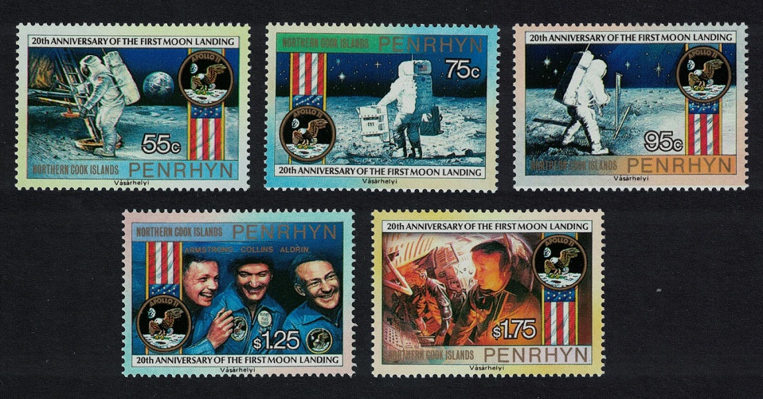 Penrhyn Island First Manned Moon Landing Space 5v 1989 MNH SG#435-439