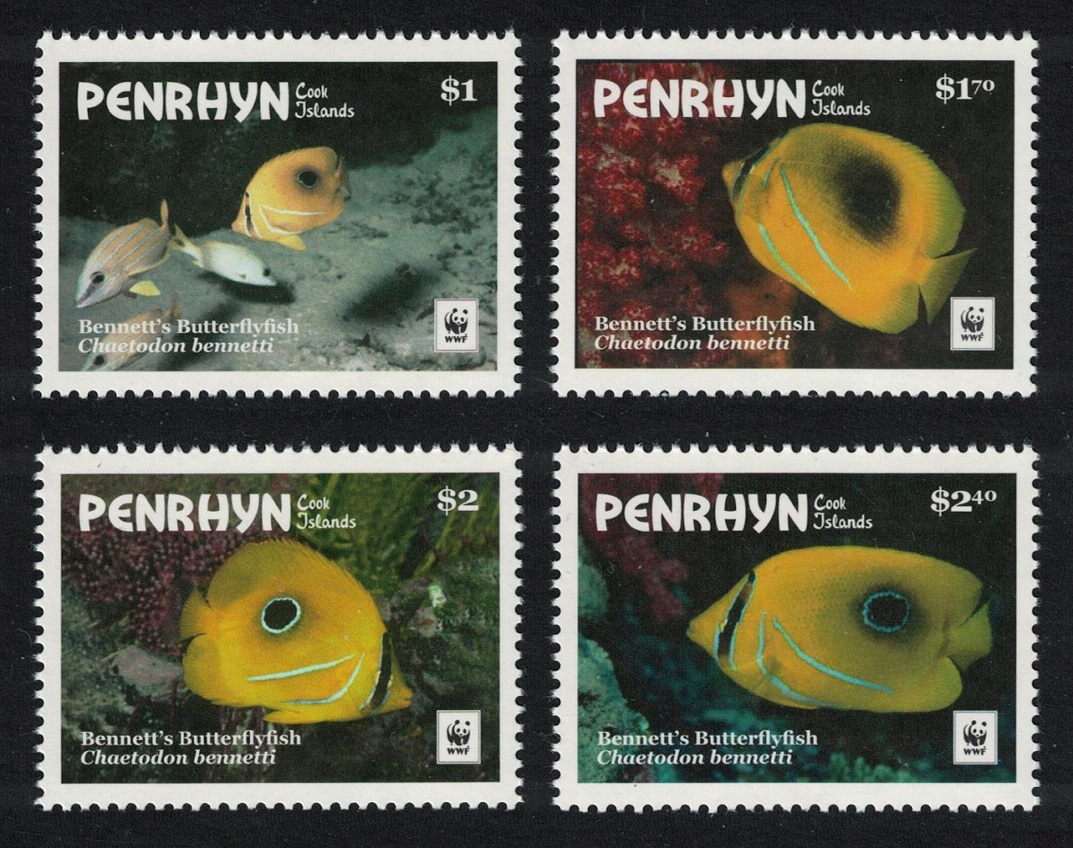 Penrhyn Island WWF Bennett&#39;s Butterflyfish &#39;Chaetodon bennetti&#39; 4v 2017 MNH SG#685-688 MI#825-828