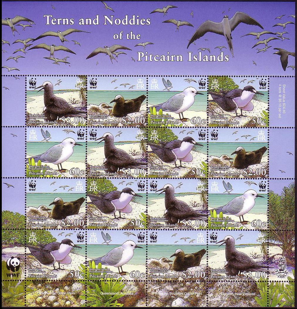 Pitcairn Islands WWF Seabirds Sheetlet of 4 sets 2007 MNH SG#724-727 MI#717-720 Sc#647a-d