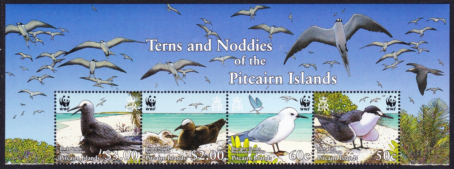 Pitcairn Islands WWF Seabirds Wide Top Strip of 4v with names 2007 MNH SG#724-727 MI#717-720 Sc#647a-d