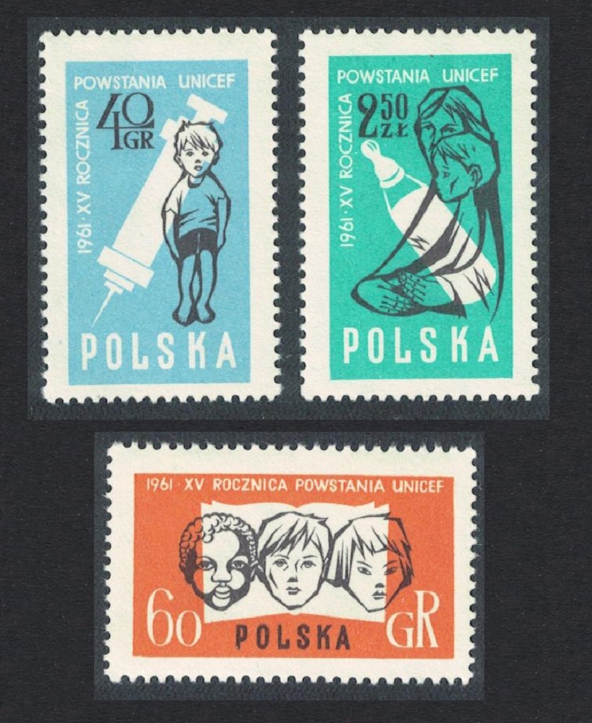 Poland 15th Anniversary of UNICEF 3v 1961 MNH SG#1264-1266