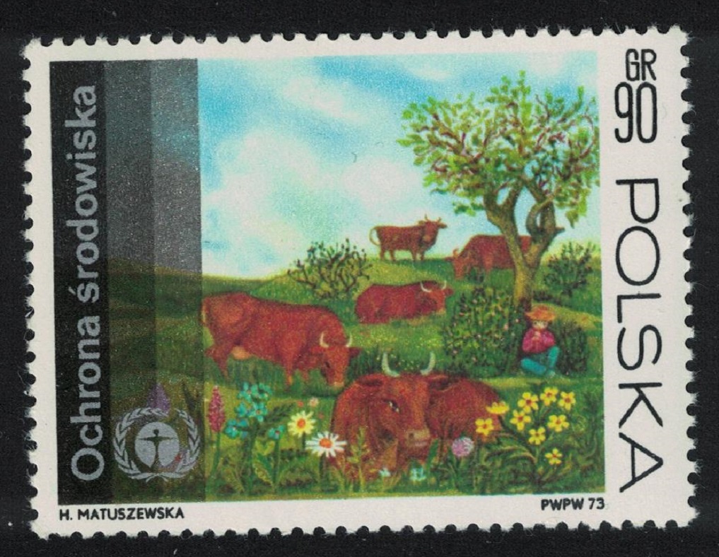 Poland Cattle in meadow Environment 1973 MNH SG#2251